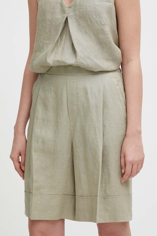 Ľanové šortky United Colors of Benetton ľan zelená 4AGHD900D