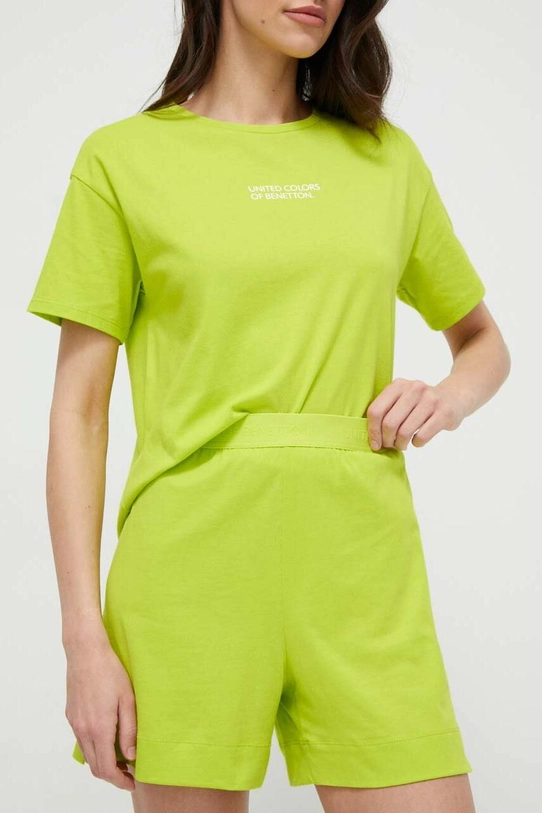 Společenské bavlněné šortky United Colors of Benetton high zelená 30963900F