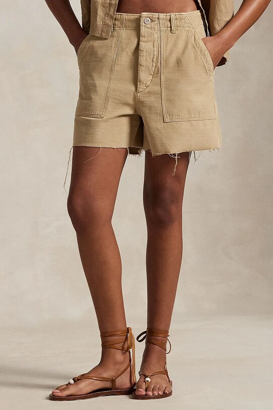 Pamučne kratke hlače Polo Ralph Lauren 211949934 bež SS25