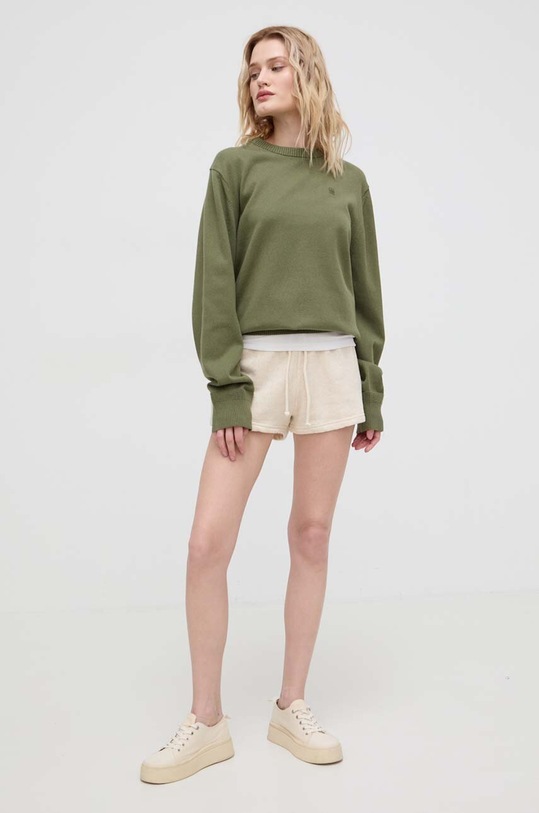 Šortky s příměsí lnu American Vintage SHORT COURT ITO09AE24 béžová SS24