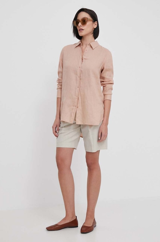 Λινό σορτς Calvin Klein K20K206671 μπεζ SS24