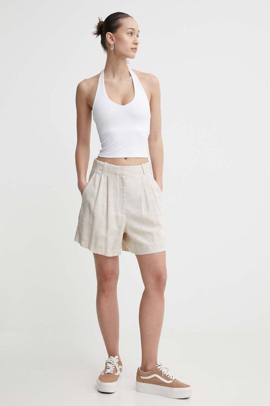 Abercrombie & Fitch szorty lniane KI149.4037.185 beżowy SS24