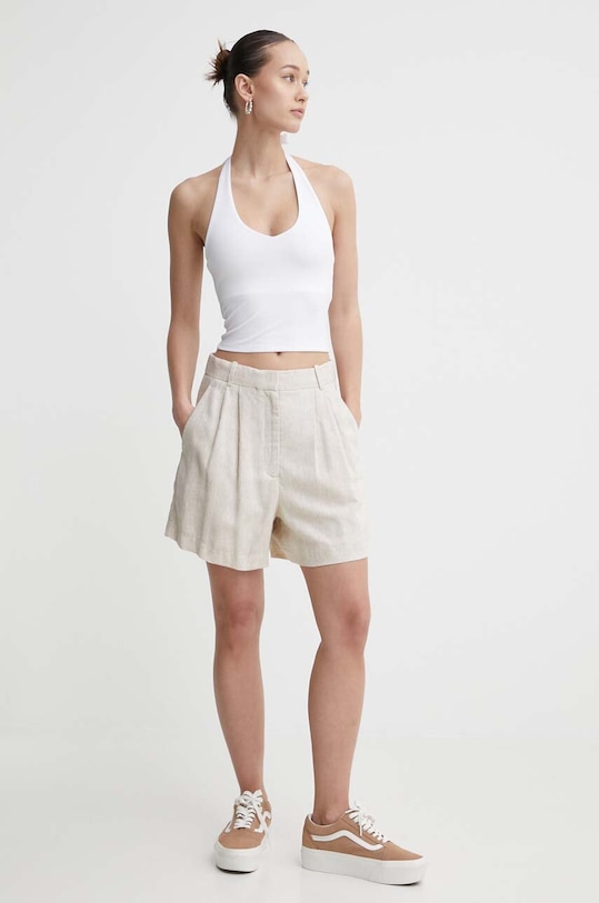 Lanene kratke hlače Abercrombie & Fitch KI149.4037.185 bež SS24