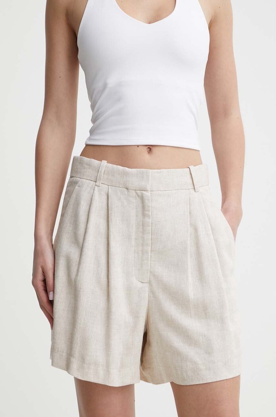 Lanene kratke hlače Abercrombie & Fitch bež KI149.4037.185