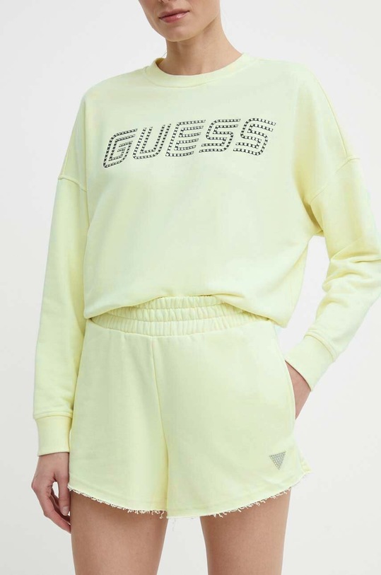 Guess szorty SKYLAR dzianina zielony V4GD09.K8802