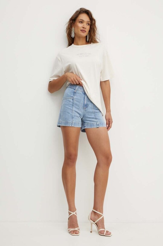 Morgan pantaloni scurti jeans SHAMI SHAMI.JEAN.BLEAC albastru AW24