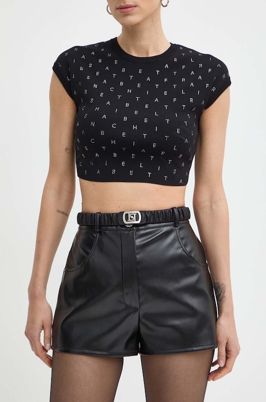 Šortky Elisabetta Franchi látka čierna SH00242E2