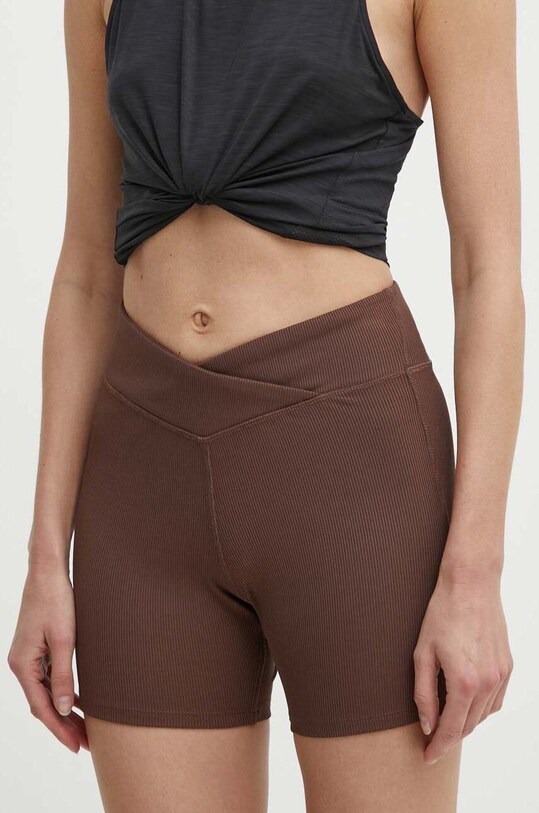 Reebok pantaloni scurți de yoga LUX Collection tricotaj maro 100075382