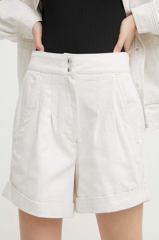 IRO pantaloni scurți din amestec de in panza bej WM30CANVA