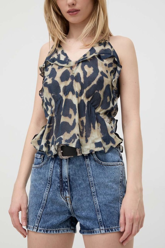 IRO pantaloni scurti jeans bumbac albastru WM30SARAHI