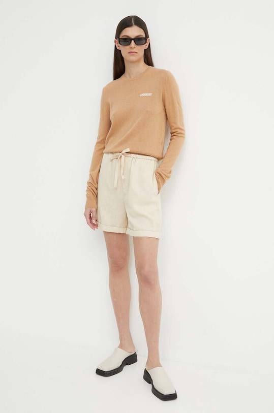 Σορτς από λινό By Malene Birger Q72281009 μπεζ SS24