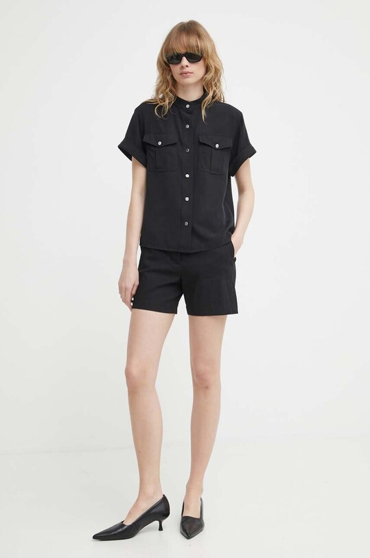 Theory pantaloni scurti din in O0303216 negru SS24