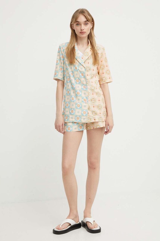 Шорти з домішкою льону Never Fully Dressed NFDTR280.Multi барвистий SS24