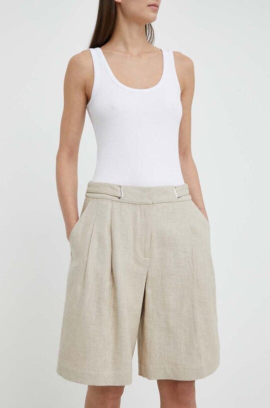 Remain pantaloni scurti din in in bej 5012132528