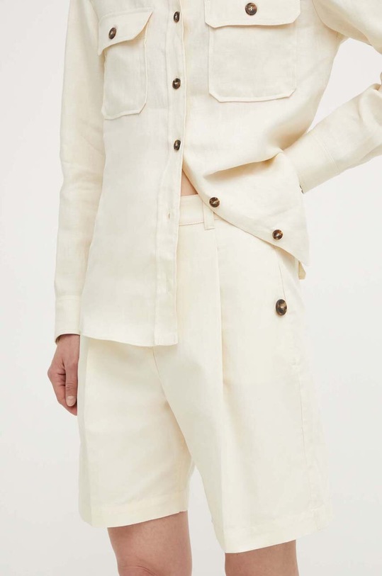Weekend Max Mara pantaloni scurți din amestec de in panza bej 2415141013600