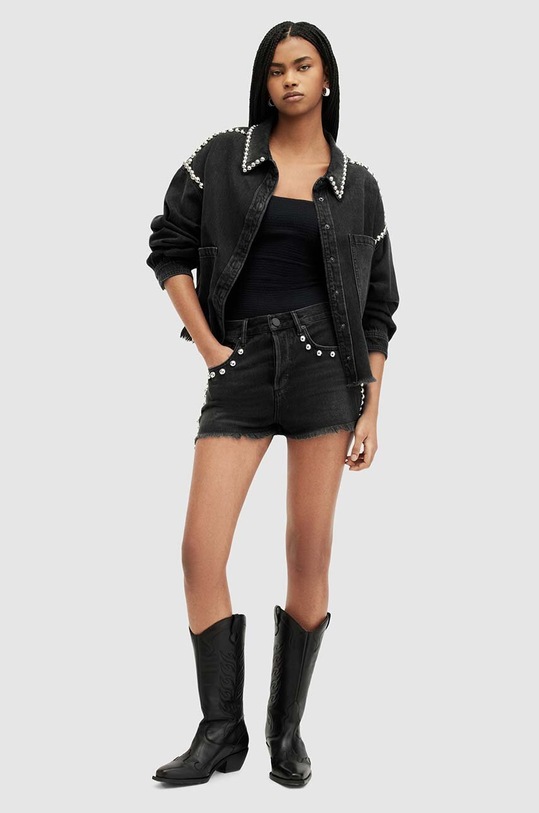 AllSaints pantaloni scurti din bumbac HEIDI STUD SHORTS bumbac negru WE509Z