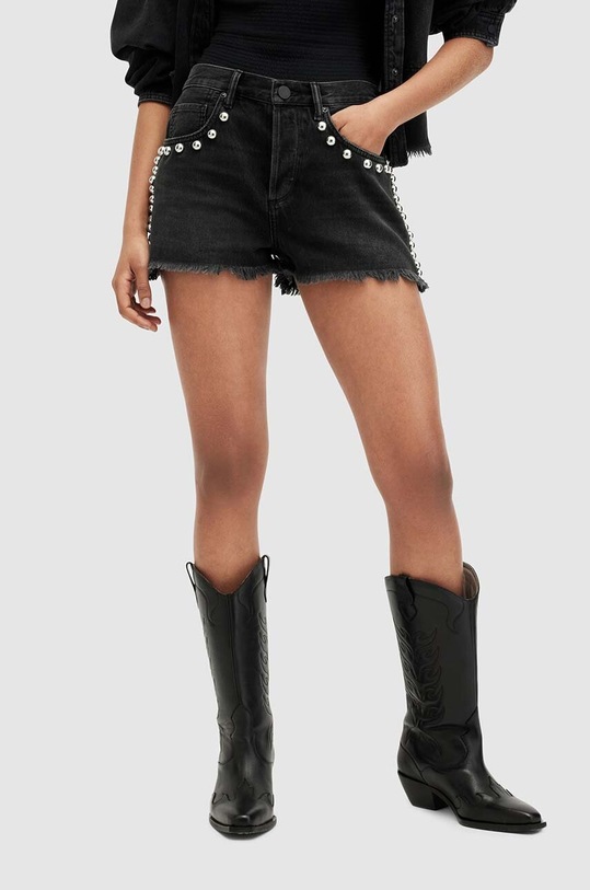 AllSaints pantaloni scurti din bumbac HEIDI STUD SHORTS WE509Z negru SS24