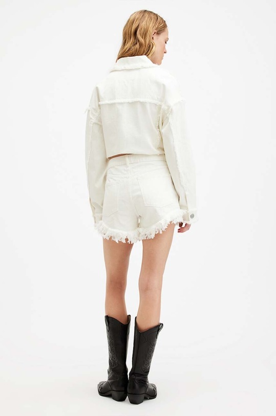Дънков къс панталон от памук AllSaints ASTRID FRAY SHORT W074EA бял