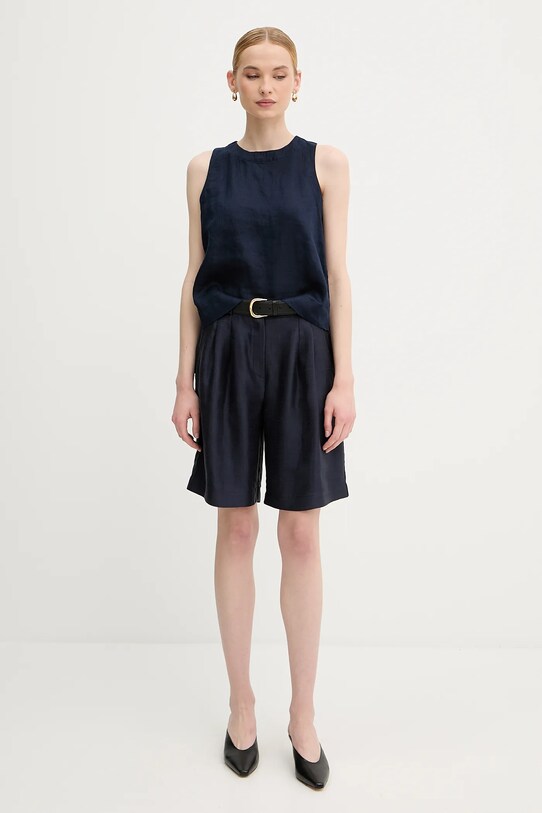 La Petite Française pantaloni scurți din amestec de in SAVOUREUX PFSAVOUREUX bleumarin SS25
