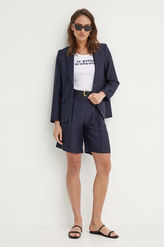 La Petite Française pantaloni scurți din amestec de in SAVOUREUX PFSAVOUREUX bleumarin SS25