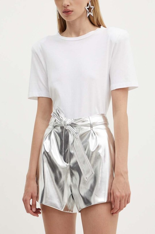 Never Fully Dressed pantaloni scurti Vegan Leather panza argintiu NFDTR336
