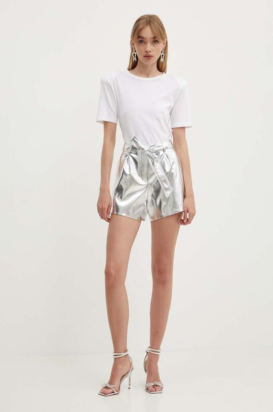 Never Fully Dressed pantaloni scurti Vegan Leather NFDTR336 argintiu SS24