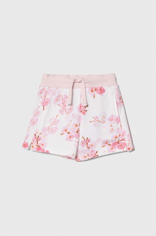 Παιδικό βαμβακερό σορτς Guess εμπριμέ ροζ K4RD08.KA6R3.PPYH