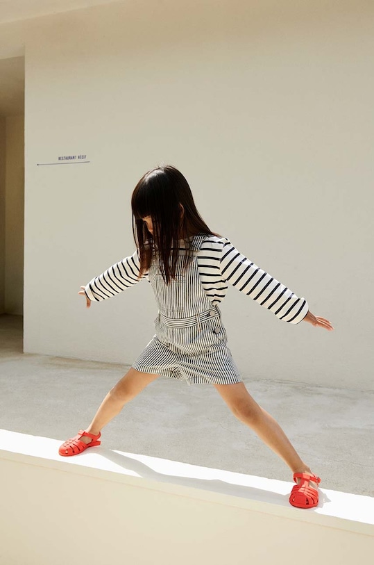 Dječje pamučne tregerice Liewood Venedict Stripe Dungaree tregerice plava LW18846