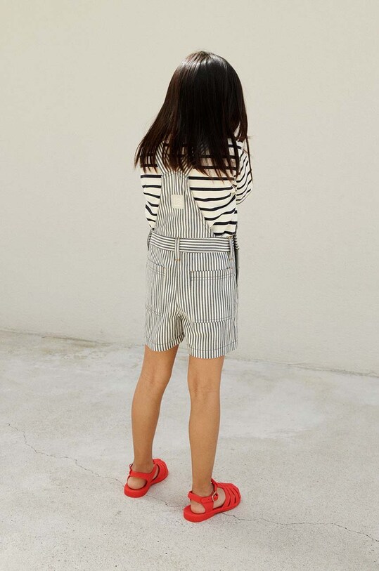 Дитячий бавовняний комбінезон Liewood Venedict Stripe Dungaree LW18846 блакитний