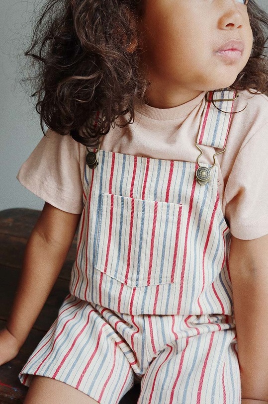 Konges Sløjd salopete din bumbac pentru copii Planet friendly rosu KS100969