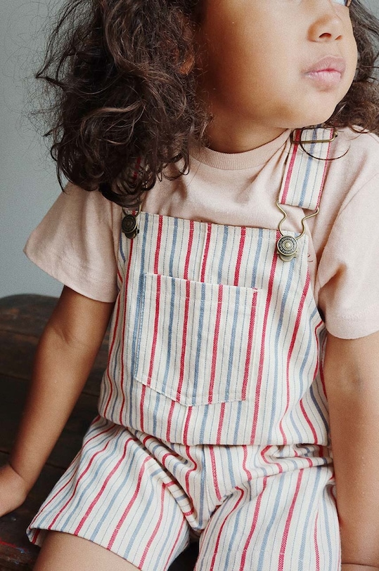 Konges Sløjd salopete din bumbac pentru copii Planet friendly rosu KS100969