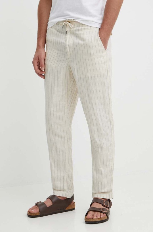 Льняные брюки Polo Ralph Lauren прямой бежевый 710927863