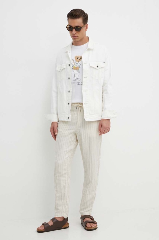 Льняные брюки Polo Ralph Lauren 710927863 бежевый AW24