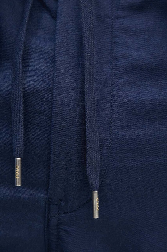 Ľanové nohavice Polo Ralph Lauren 710927863 tmavomodrá