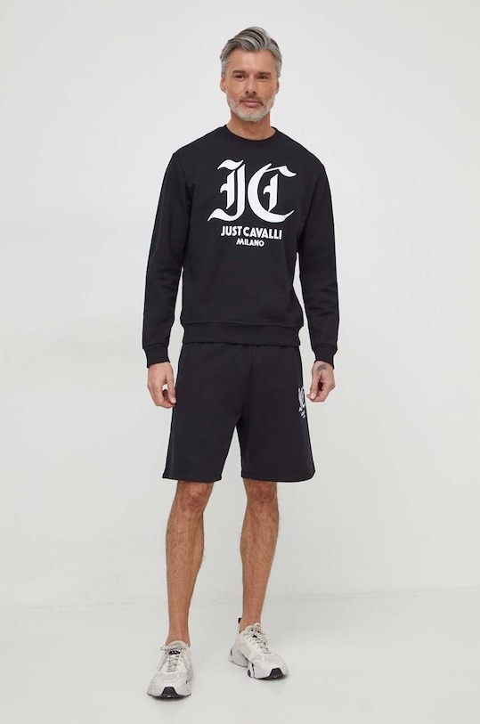 Just Cavalli szorty bawełniane 76OADE00.CF100 czarny SS24