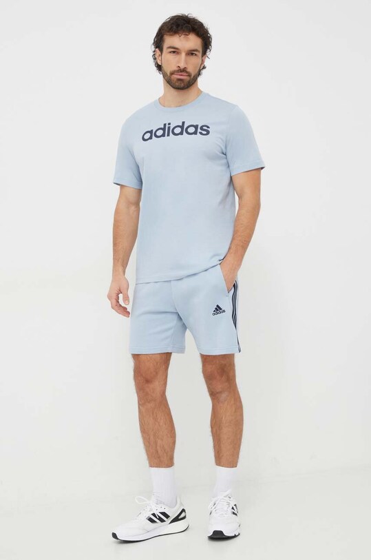 adidas pantaloni scurți din bumbac IS1340 albastru SS24