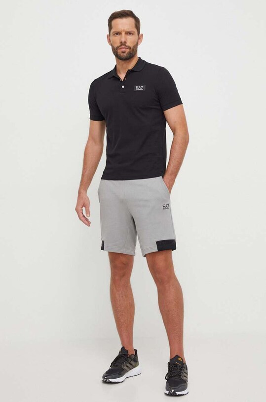 EA7 Emporio Armani szorty bawełniane 3DPS73.PJEQZ szary SS24