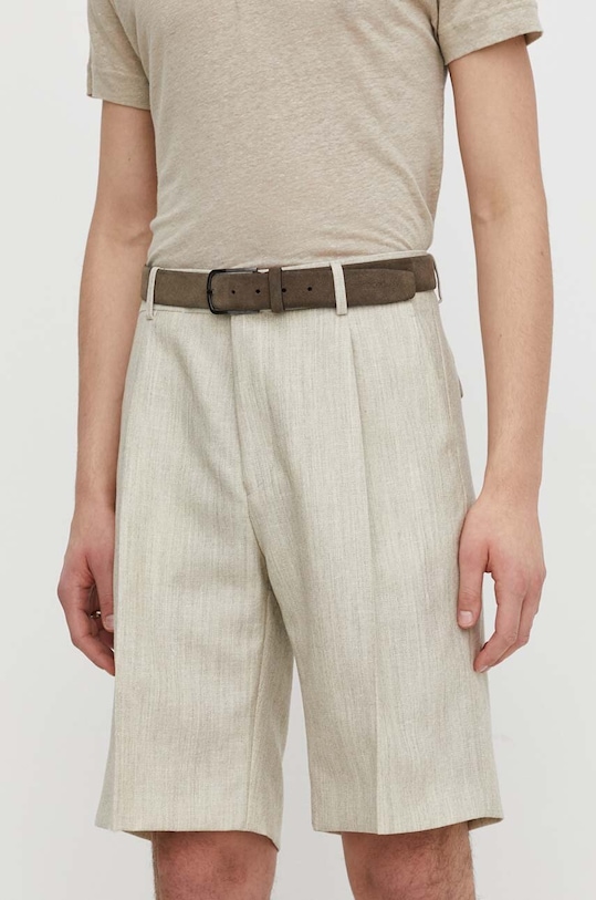 Tiger Of Sweden pantaloni scurți din lână Tulley uni bej T72155005