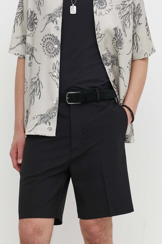 Samsoe Samsoe szorty z domieszką wełny SACHRISTOPH tkanina czarny M24100105
