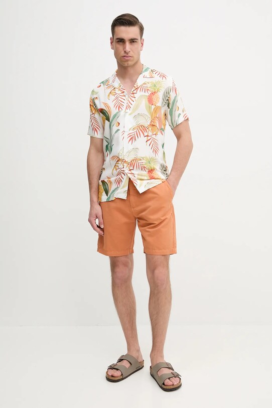 Pepe Jeans pantaloni scurti din in RELAXED LINEN SMART SHORTS PM801093 portocaliu SS25