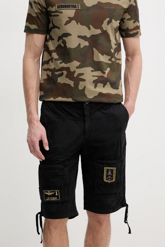 Bavlněné šortky Aeronautica Militare černá BE041CT1122