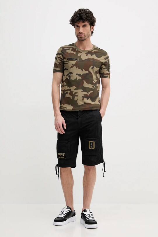 Bavlněné šortky Aeronautica Militare BE041CT1122 černá SS25
