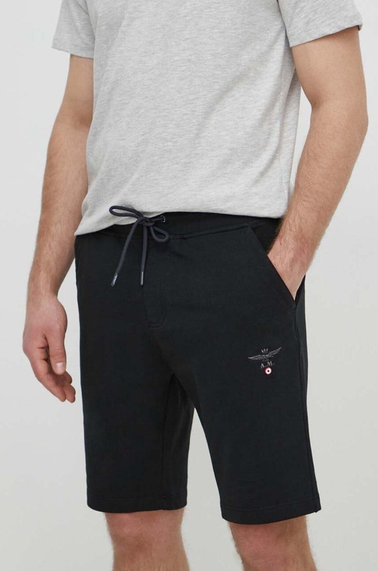 Aeronautica Militare pantaloni scurti tricotaj negru BE170F459