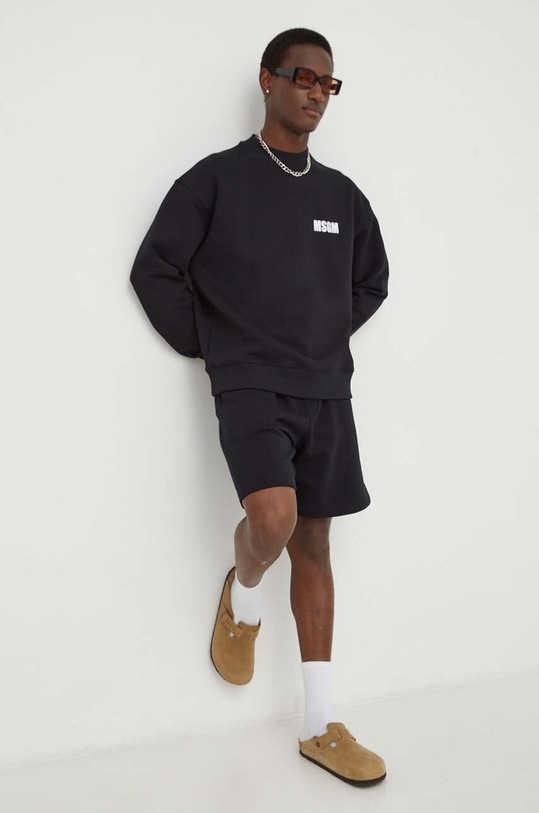 MSGM szorty bawełniane 3640MB76.247000 czarny SS24