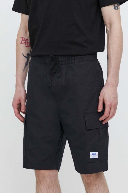 HUGO Blue pantaloni scurți din bumbac bumbac negru 50517924