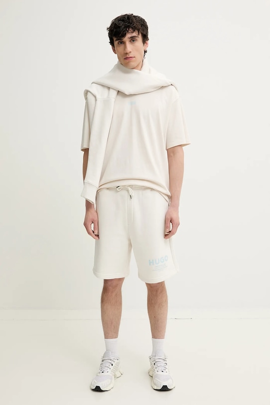 Hugo Blue pantaloni scurti din bumbac 50510728 alb SS25