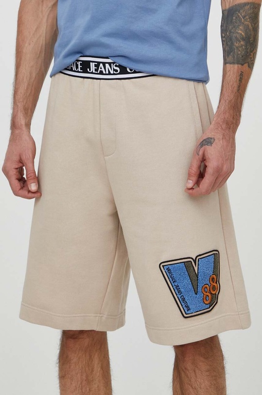 Versace Jeans Couture szorty bawełniane dzianina brązowy 76GADG04.CF01G