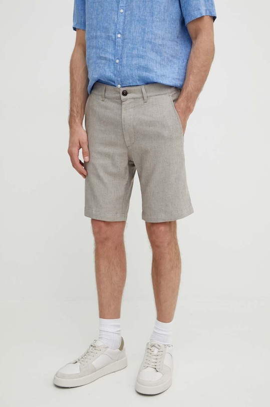 BOSS Orange szorty z domieszką lnu beżowy 50513017