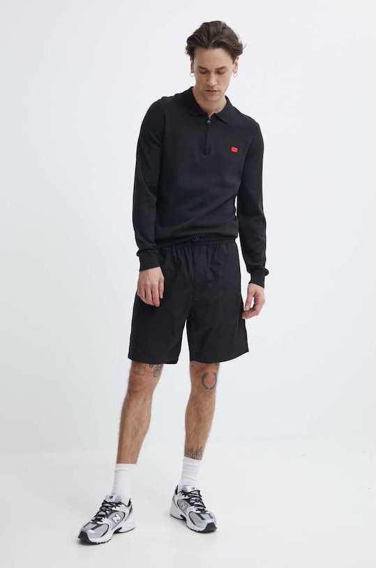 HUGO pantaloni scurți din bumbac 50510596 negru SS24