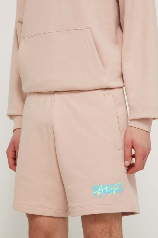 HUGO szorty bawełniane nadruk różowy 50510005